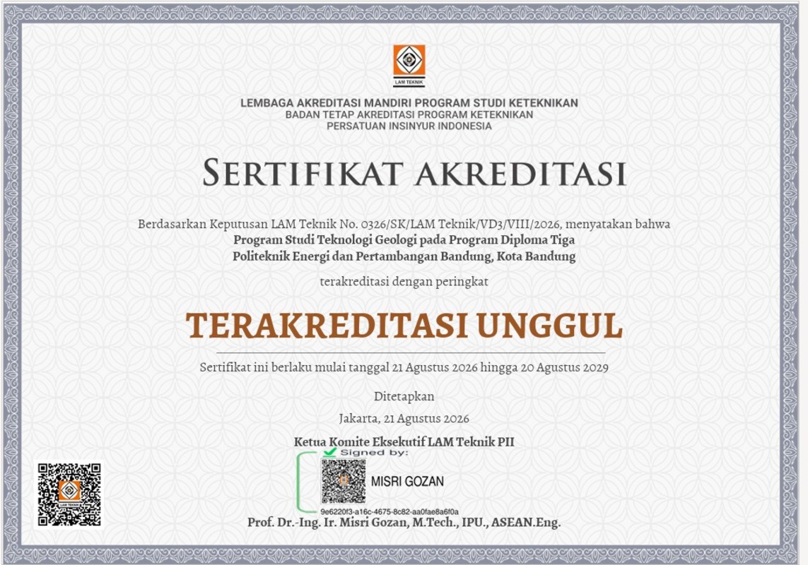 Program Studi Teknologi Geologi dan Teknologi Metalurgi PEP Bandung Raih Akreditasi Unggul dari LAM Teknik