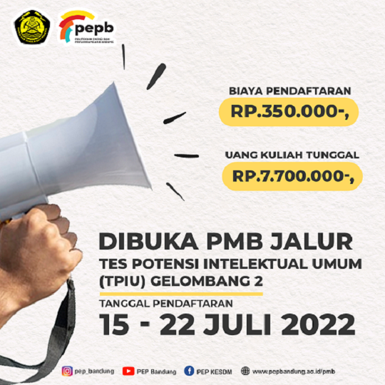 Penerimaan Mahasiswa Baru Jalur Tes Potensi Intelektual Umum (TPIU) Gelombang 2 Tahun Akademik 2022/2023