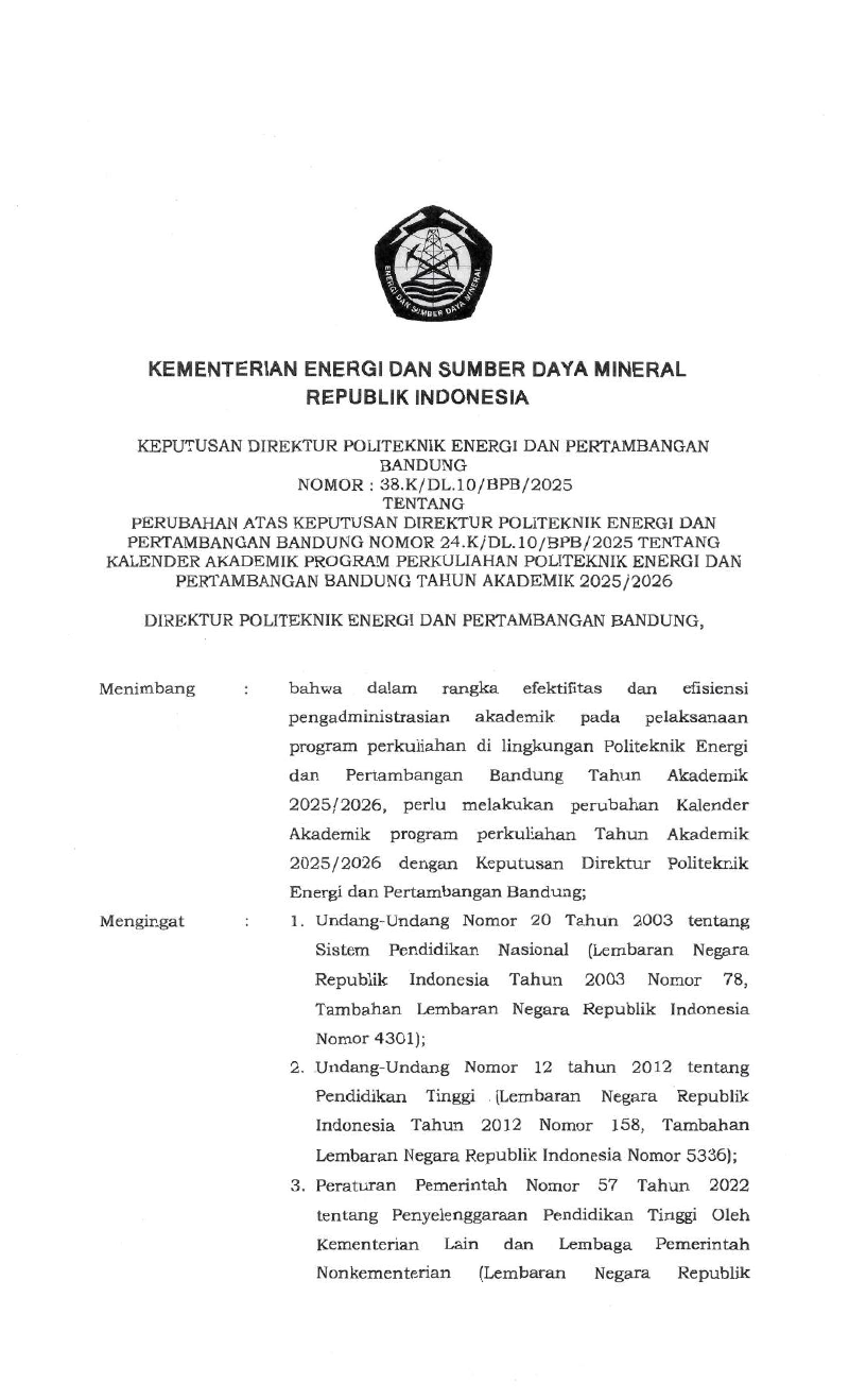 Kalender Akademik PEP Bandung 2025/2026